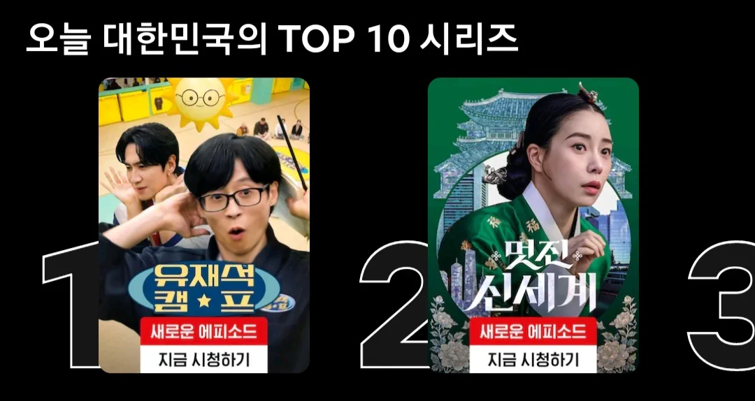 현재 한국 넷플릭스 top 10 근황