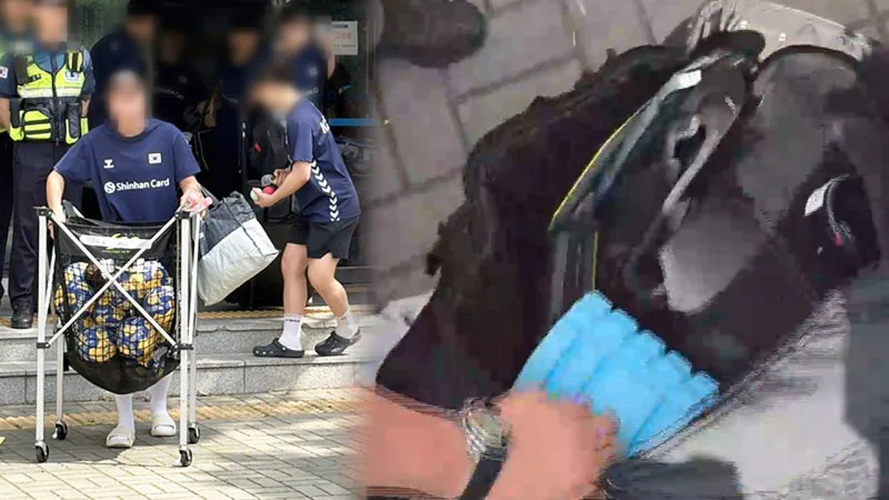 "양말까지 벗겨야" 주니어 선수단 '봉변'.."가방 열어" 요구
