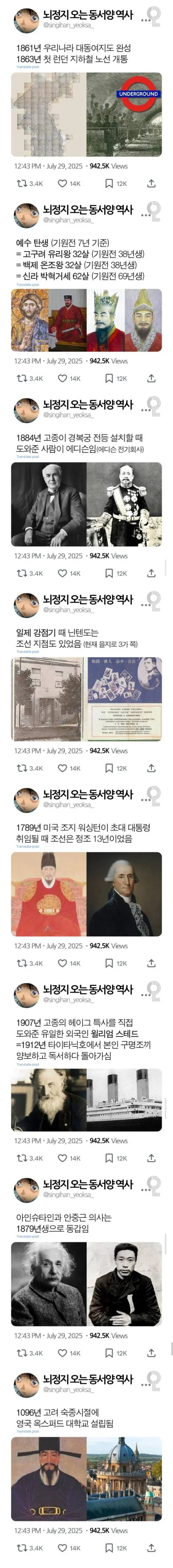 뇌정지 오는 동서양의 역사 타임라인