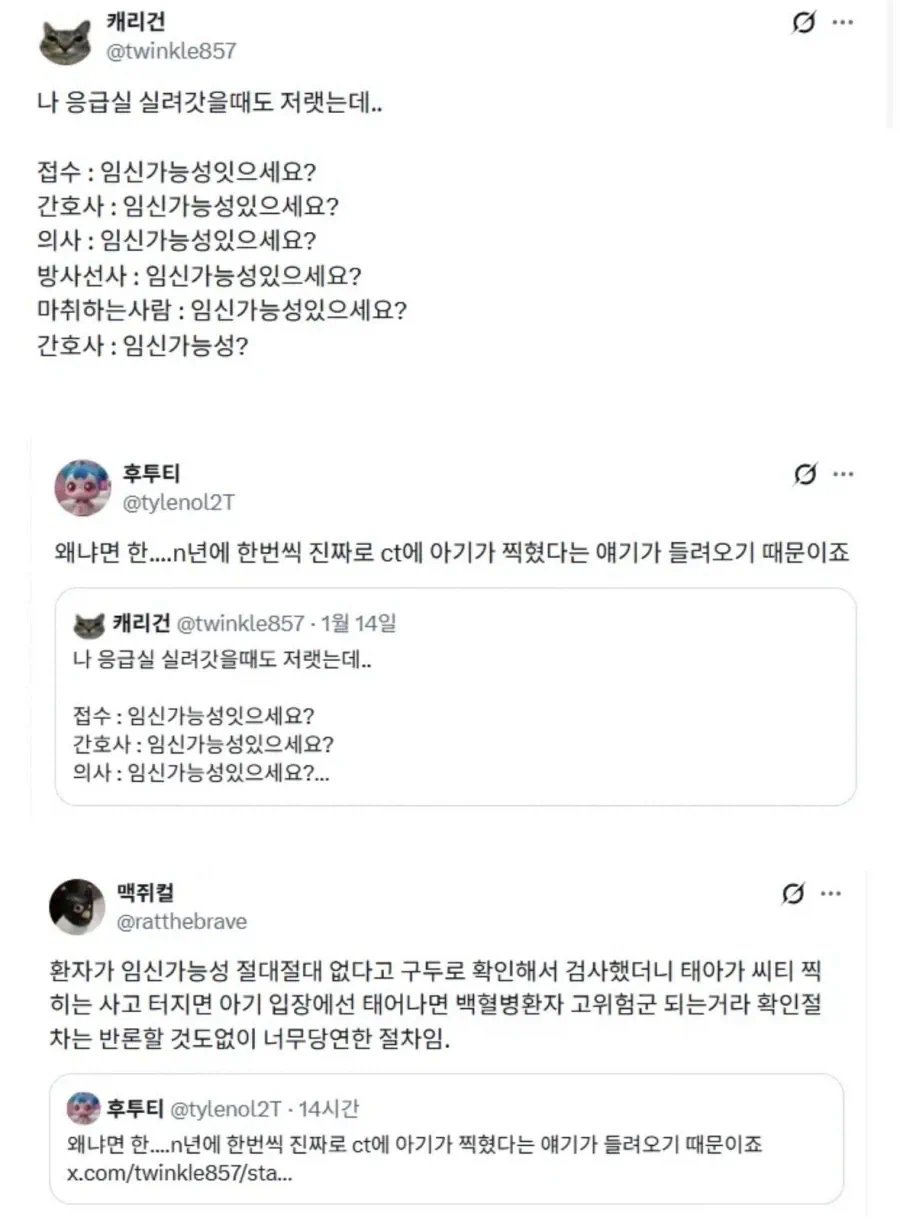 여자가 응급실가면 임신사실 묻는 이유