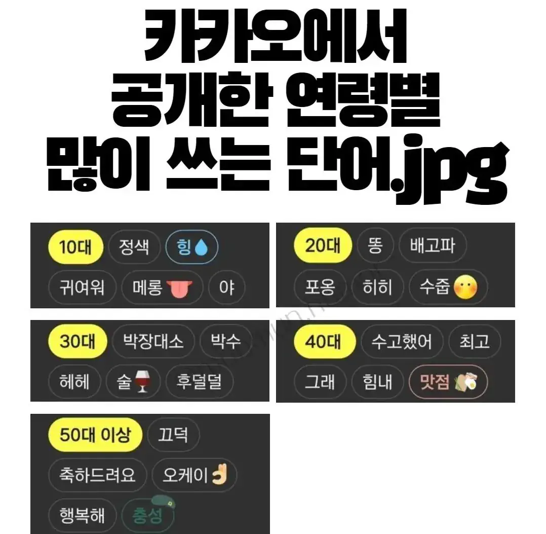 카카오에서 공개한 연령대별 많이쓰는단어 ㅋㅋㅋㅋ