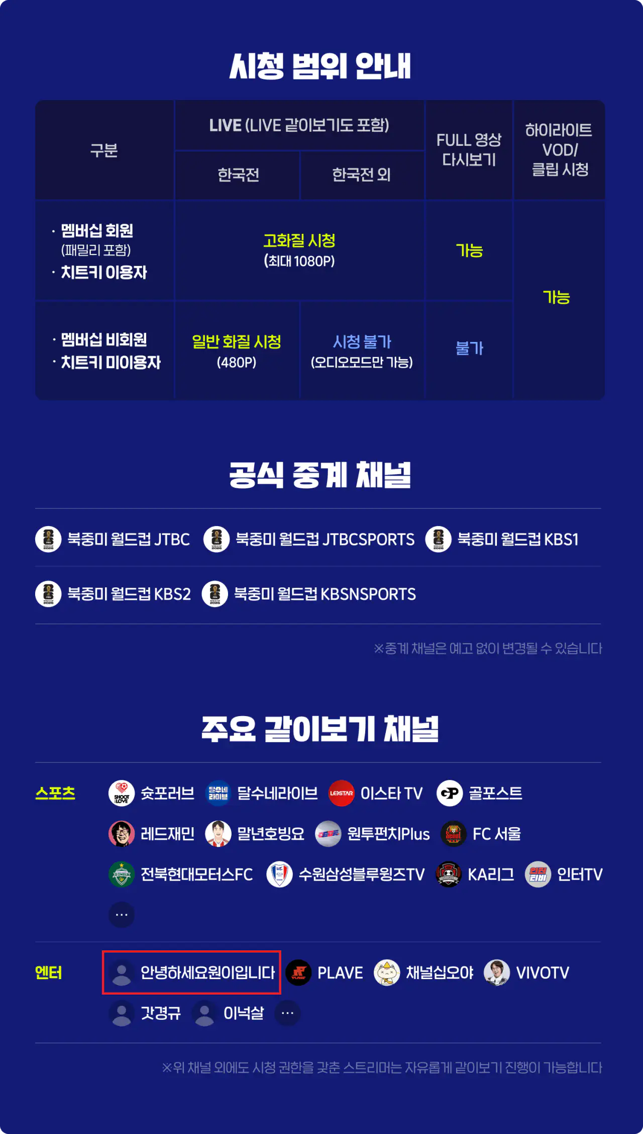 리센느 원이 X 치지직 북중미 월드컵