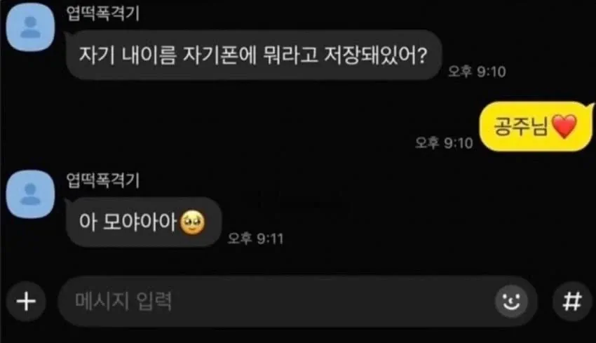 자기야 나 뭐라고 저장했어?