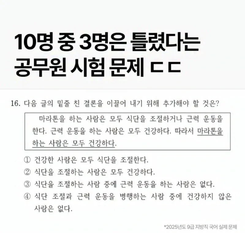 10명 중 3명은 틀렸다는 공무원 시험 문제.txt