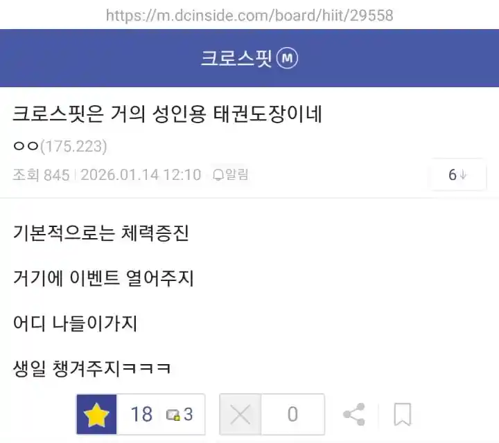 크로스핏은 거의 성인용 태권도장이네
