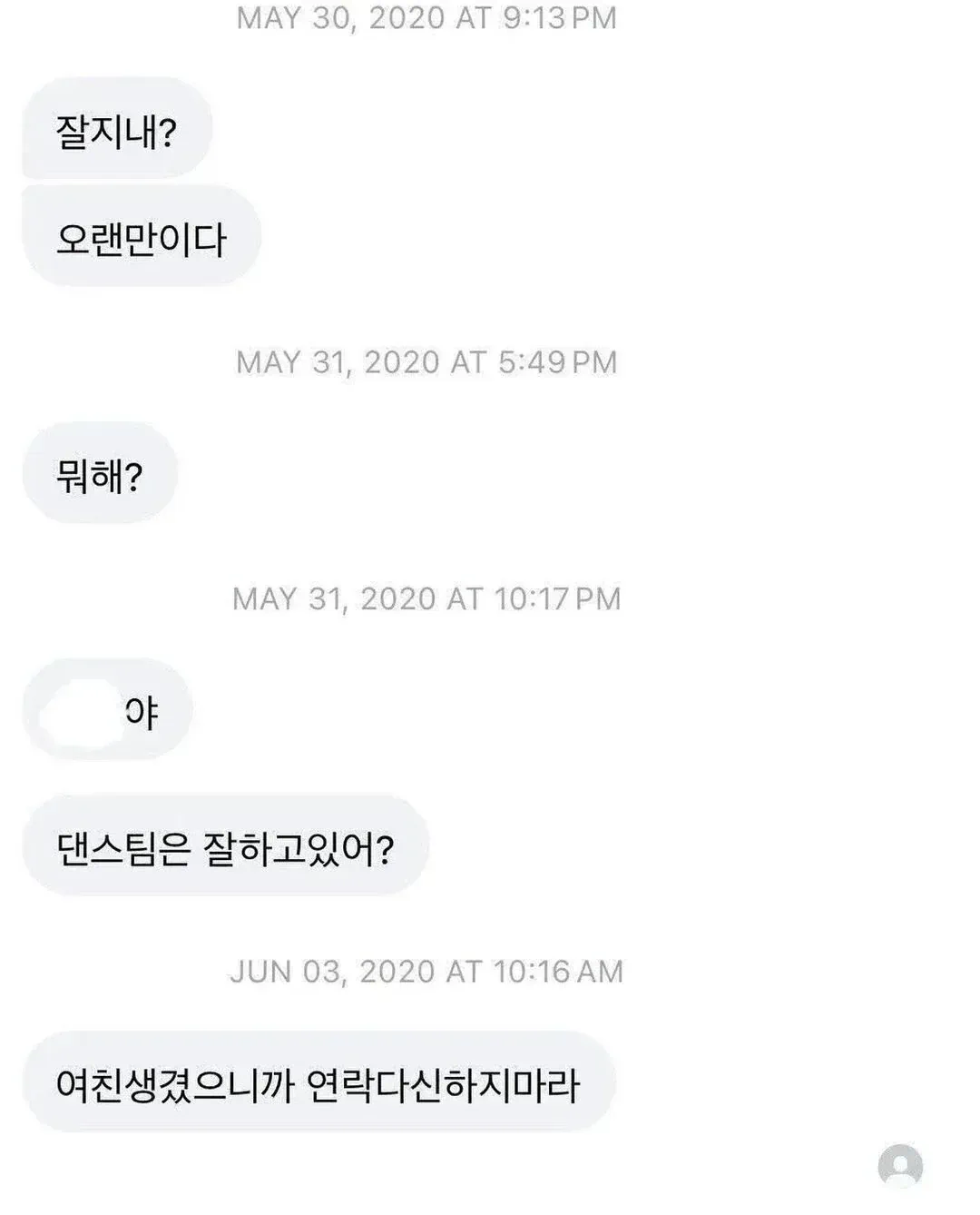 여친생겼으니까 연락다신하지마라