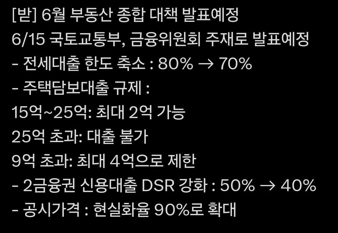 신규 부동산 정책이라고 도는 썰