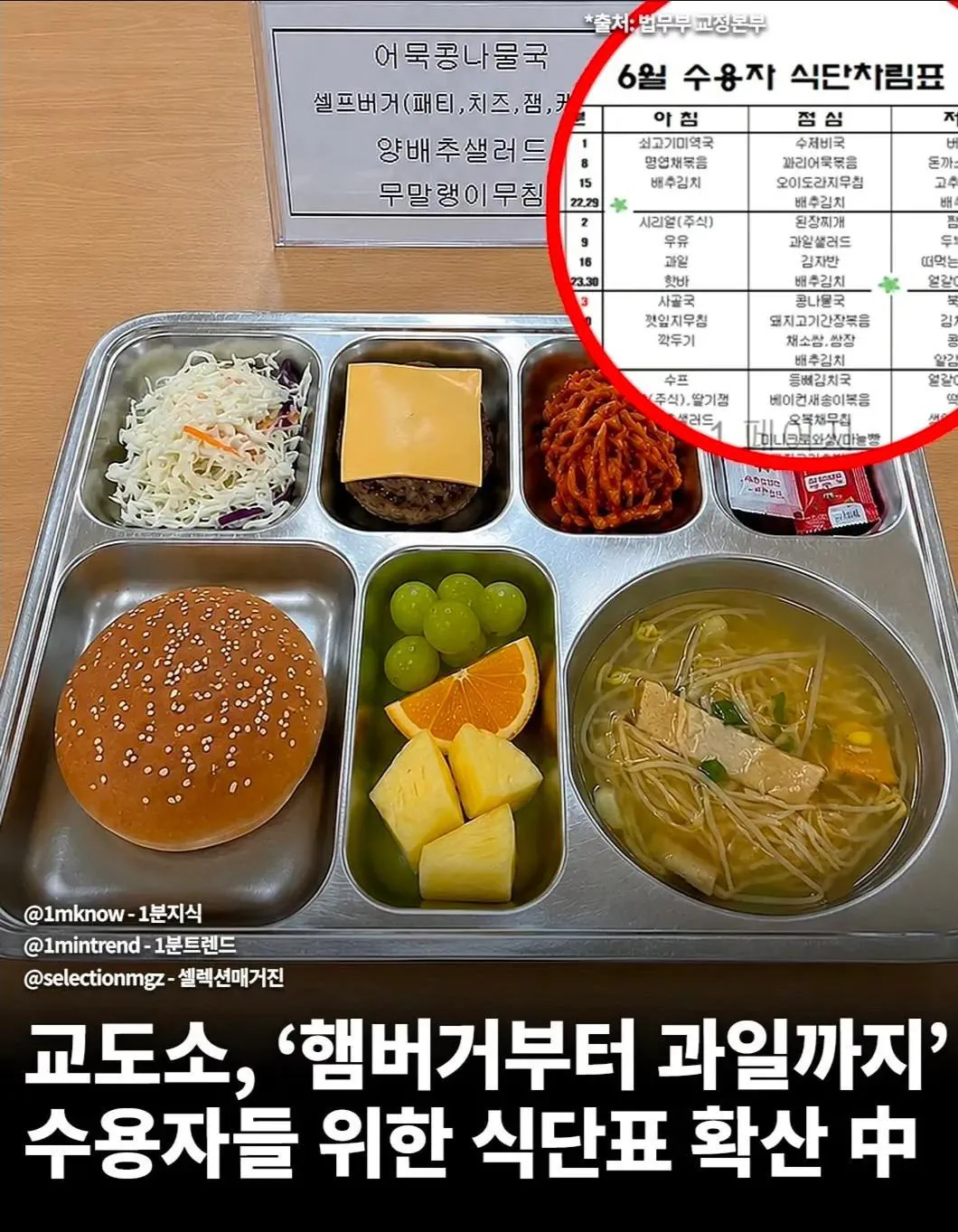 대한민국 교도소 vs 기초과학연구원 식단