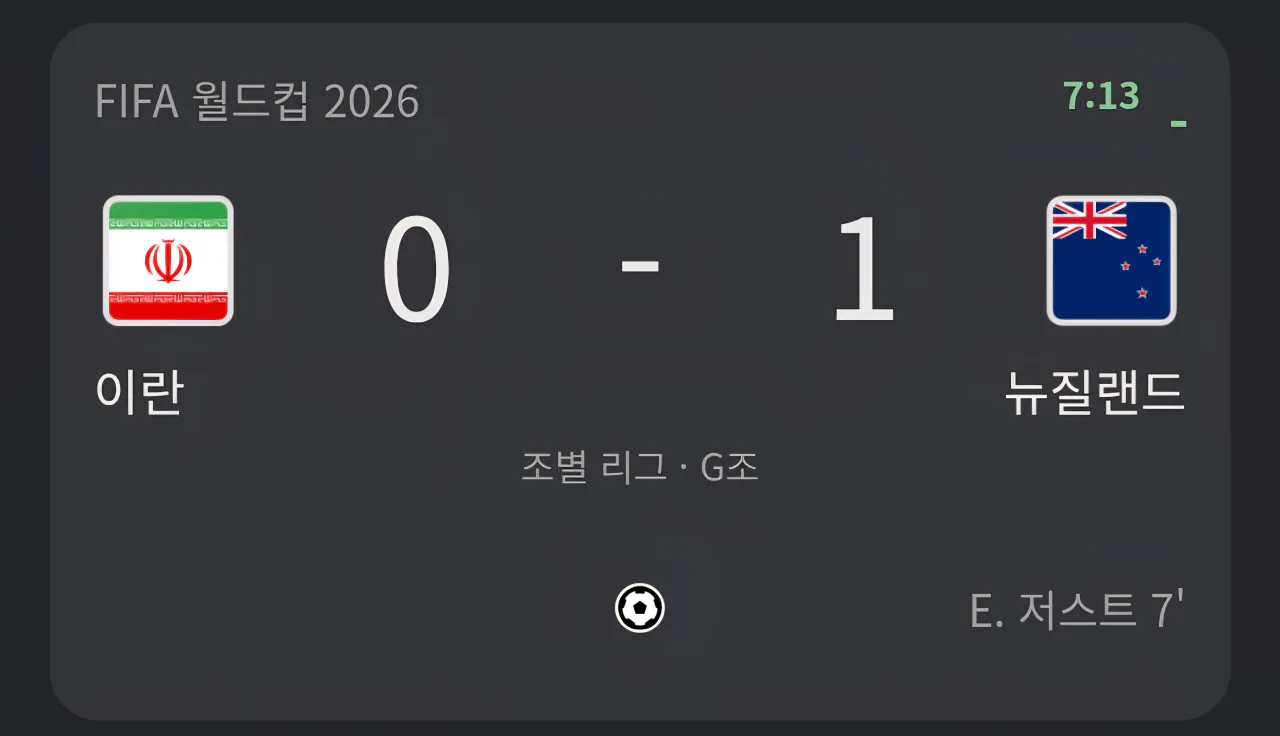 뉴질랜드 엘리야 저스트 선제골ㄹㄹㄹ