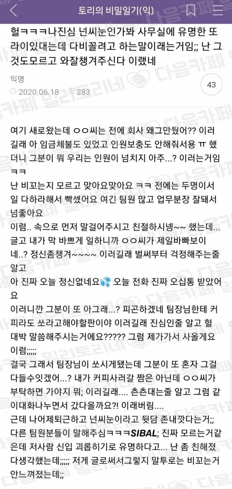 비꼬기가 통하지 않는 신입