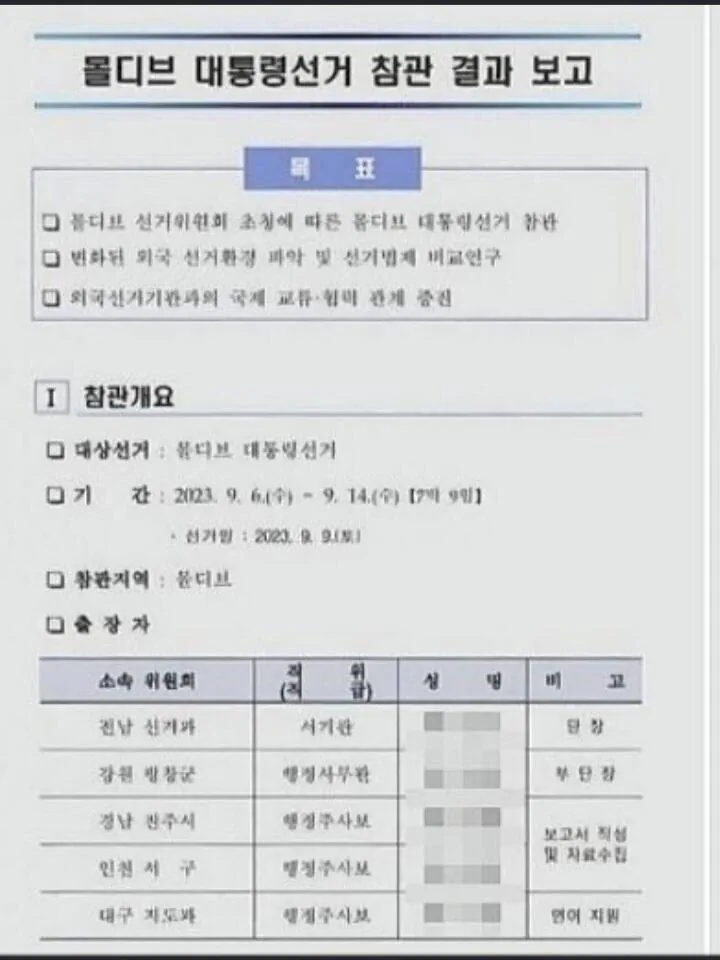 하필 몰디브로 선거 배우러간 선관위 근황 ㅋㅋ