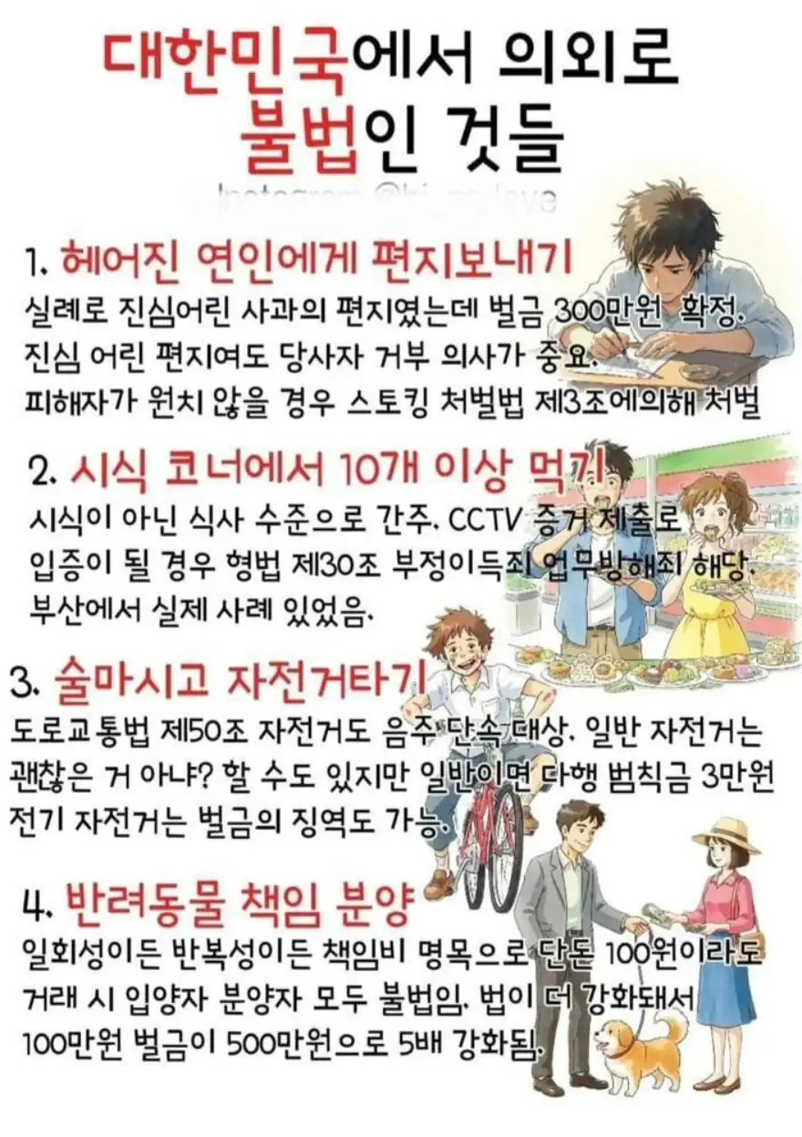 대한민국에서 의외로 불법인 것들