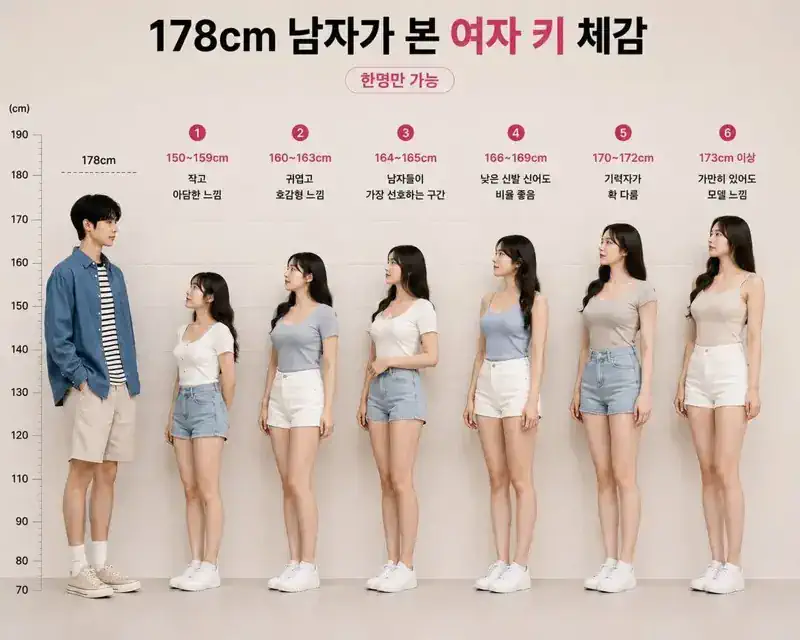 178cm 남자가 바라본 여성들의 키 체감