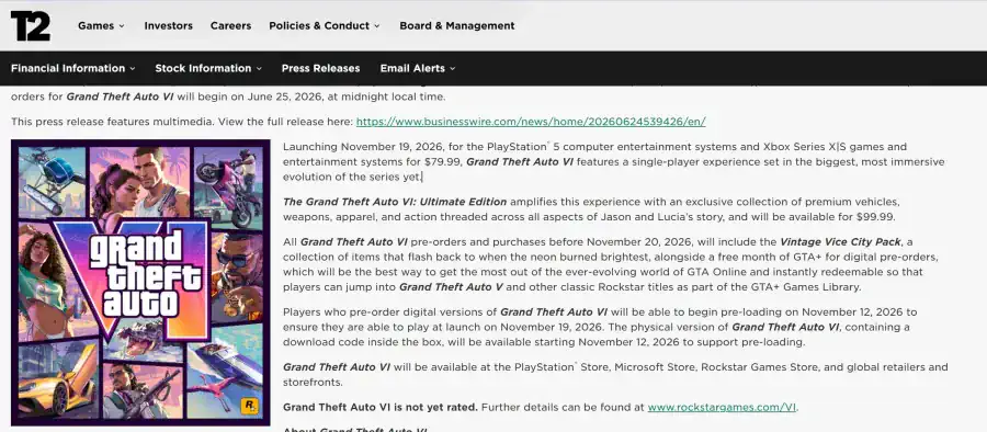 GTA 6 가격 발표
