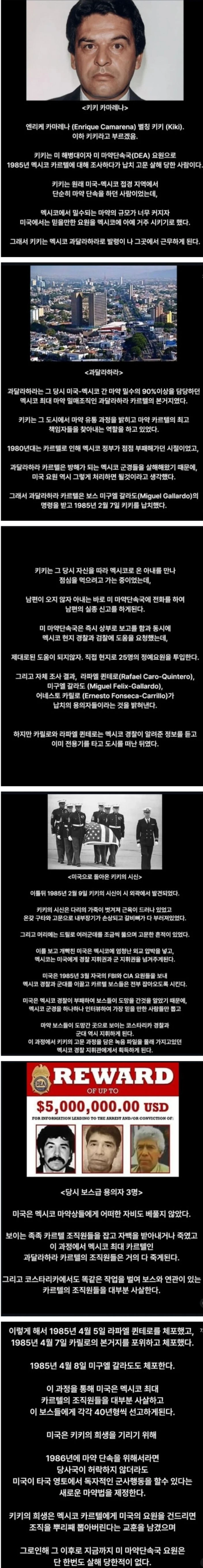 마약과의 전쟁 중 납치 살인 당한 미국 요원