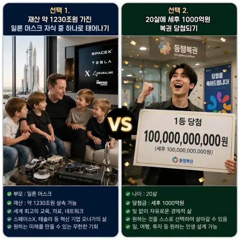 일론 머스크 아들로 태어나기 vs 1000억원 받기.jpg