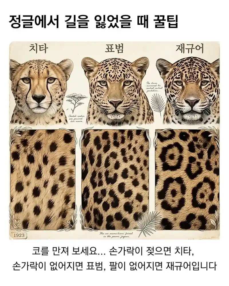 치타 표범 재규어 구별법.🐆