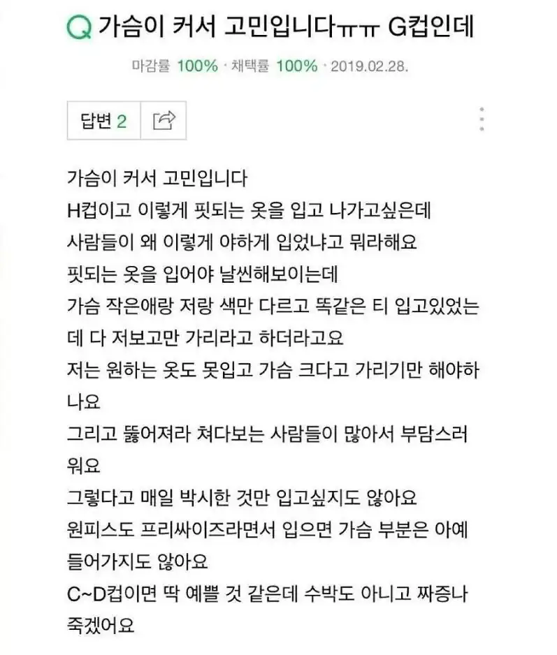 고전ㅇㅎ?) 가슴이 커서 고민입니다ㅠㅠ G컵인데