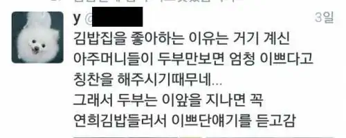 강아지가 김밥집을 좋아하는 이유