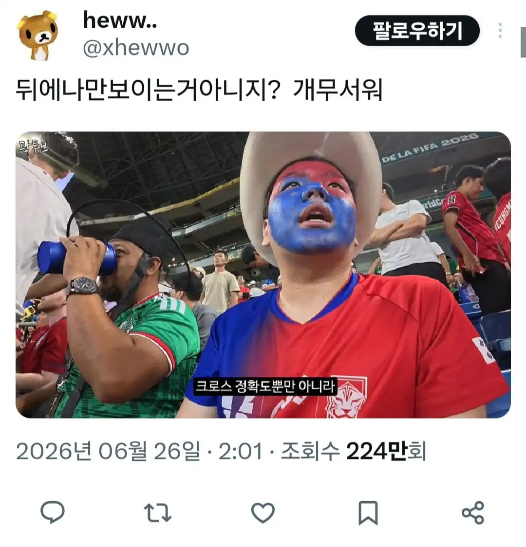 곽튜브 남아공 경기에 영상에 찍힌 개빡친 한국인ㅎㄷㄷㄷㄷㄷㄷㄷ