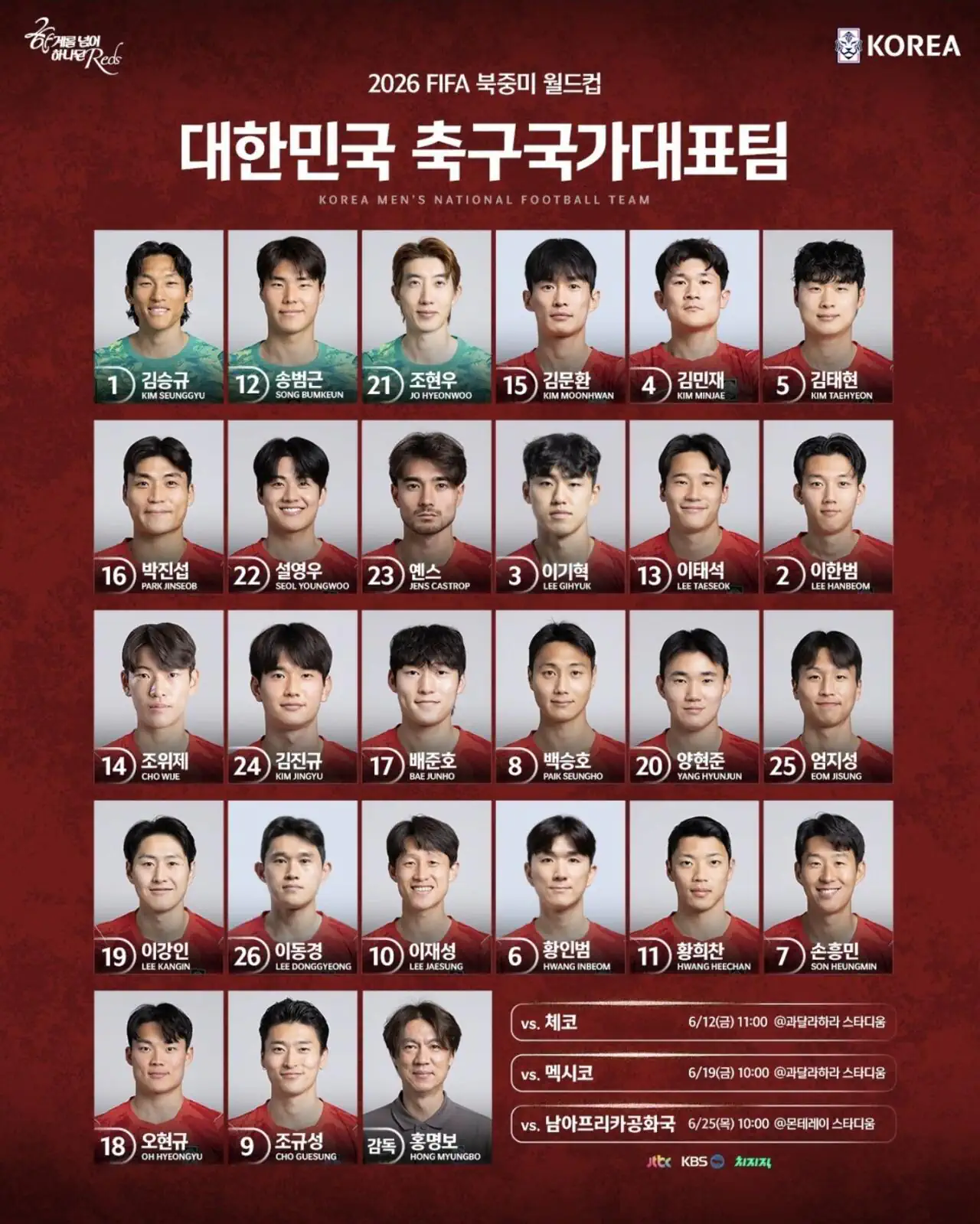 2026 FIFA 북중미 월드컵 조별리그 [ 남아프리카공화국 VS 대한민국…