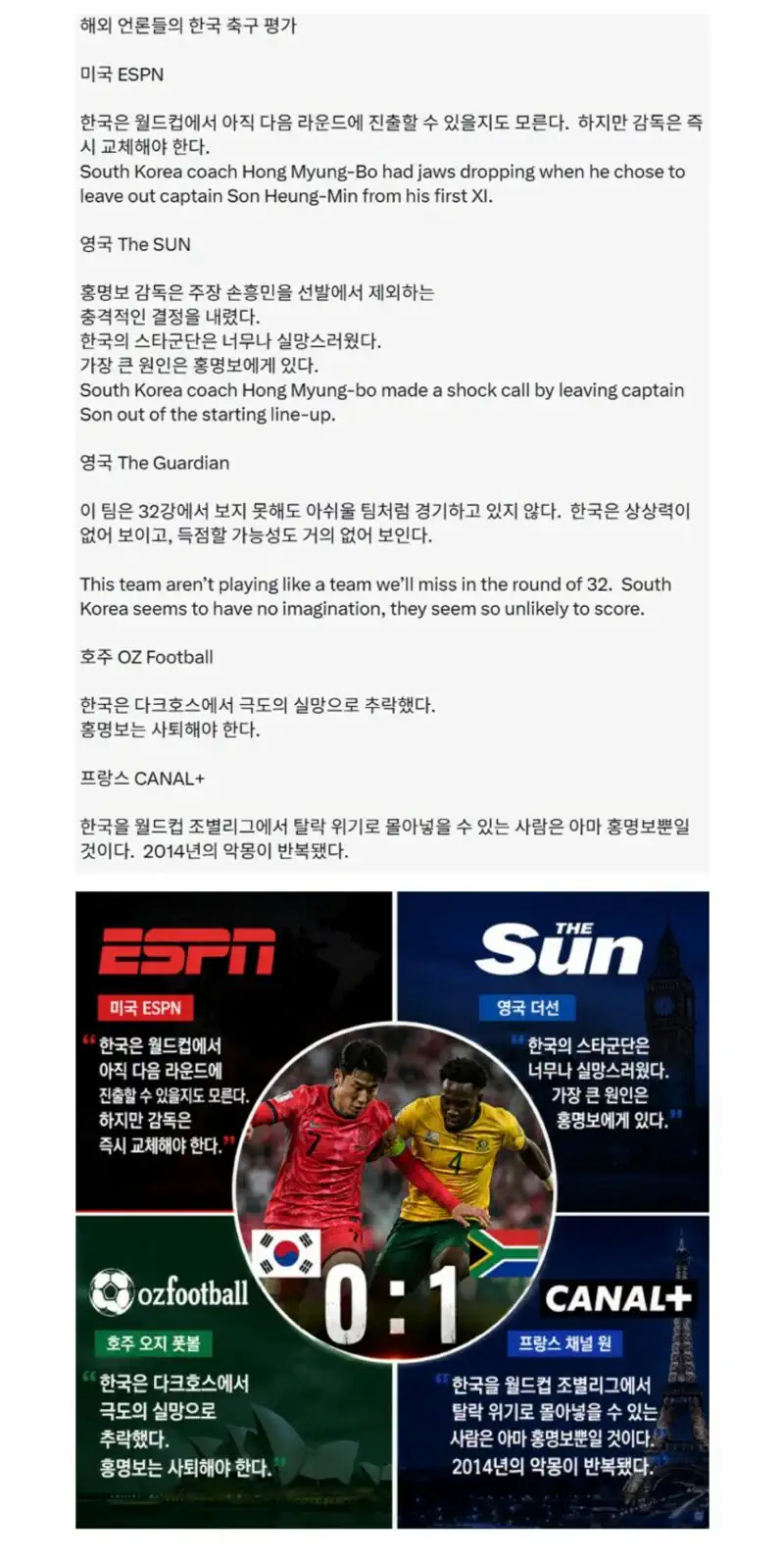 한국 감독에 개빡친 해외 언론들