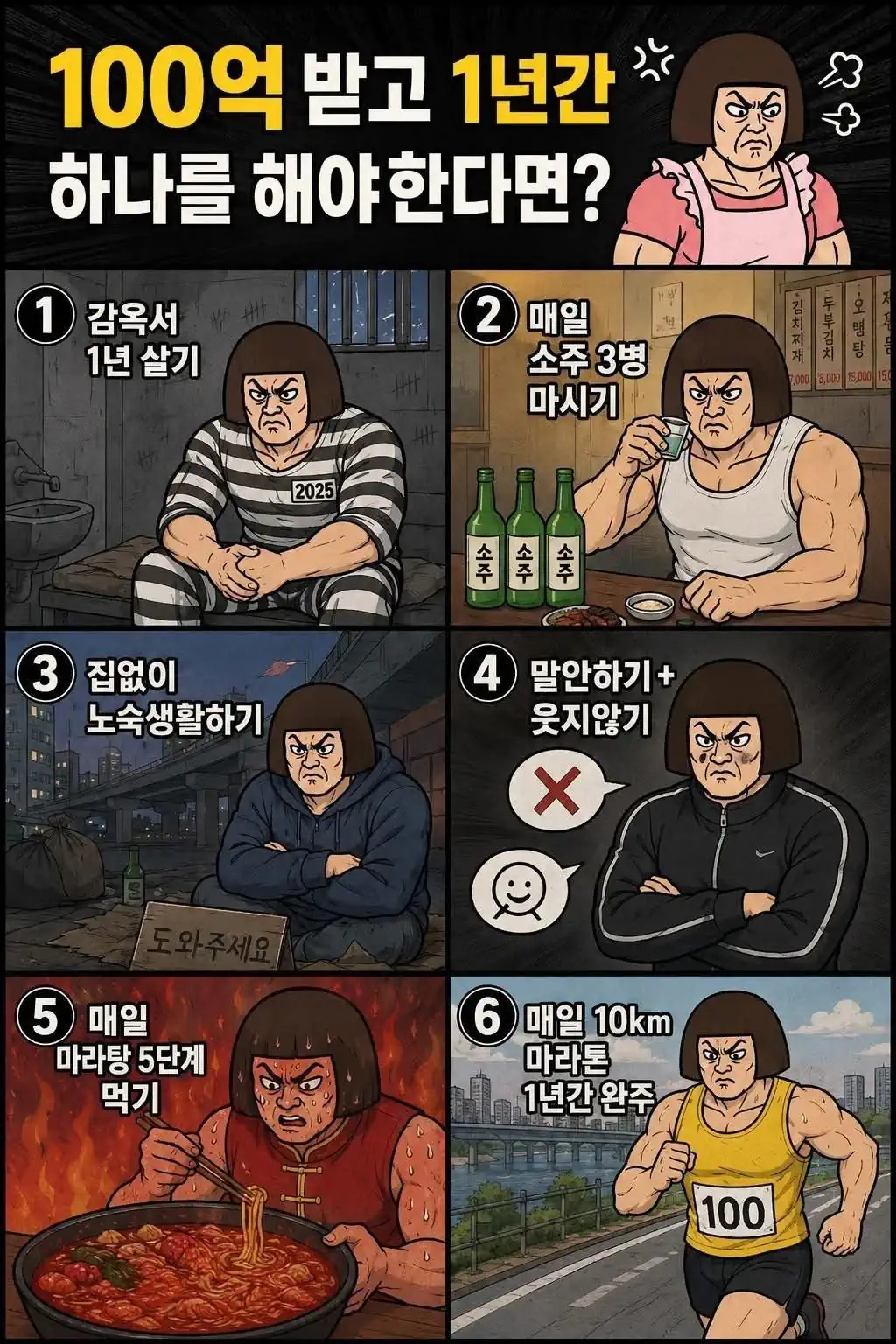 100억 받고 1년간 하나를 해야한다면?4