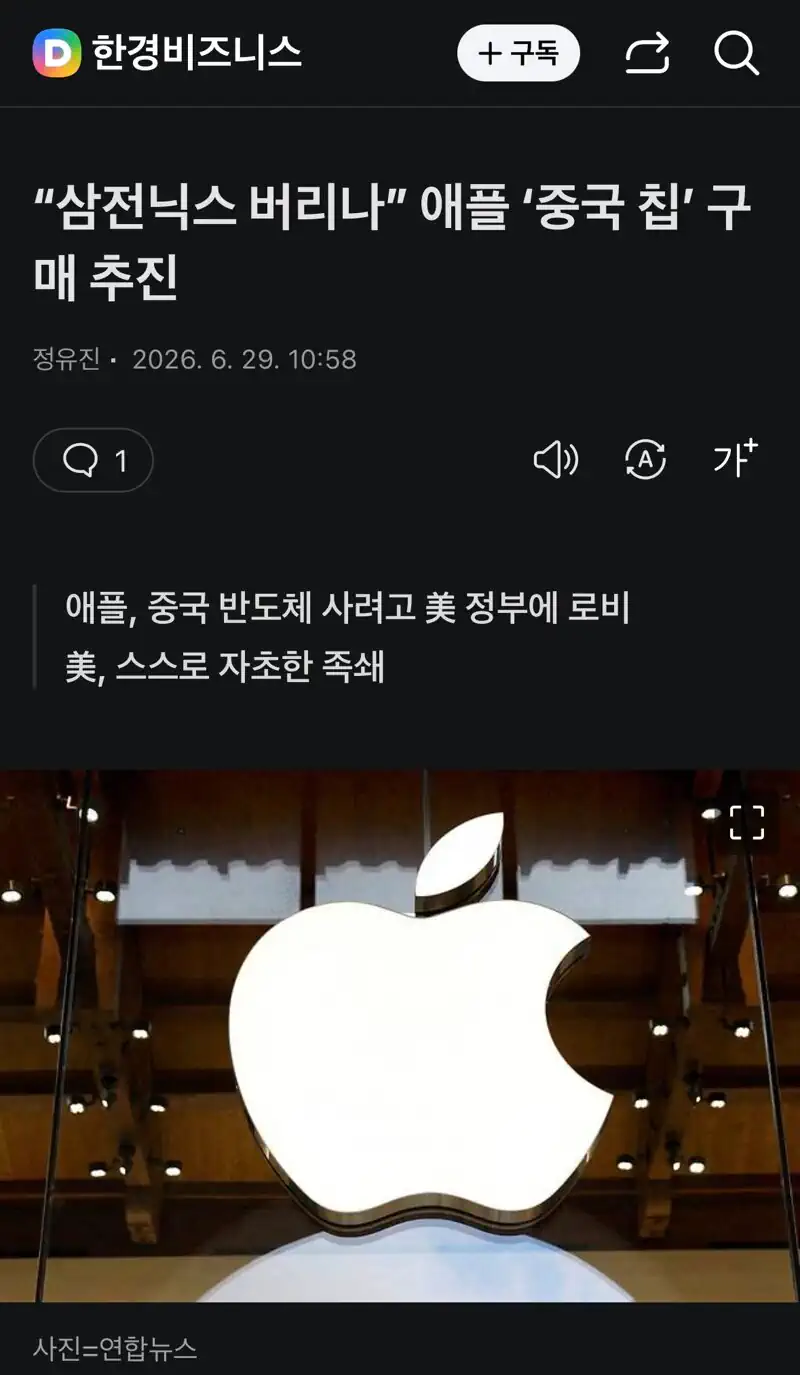 “삼전닉스 버리나” 애플 ‘중국 칩’ 구매 추진