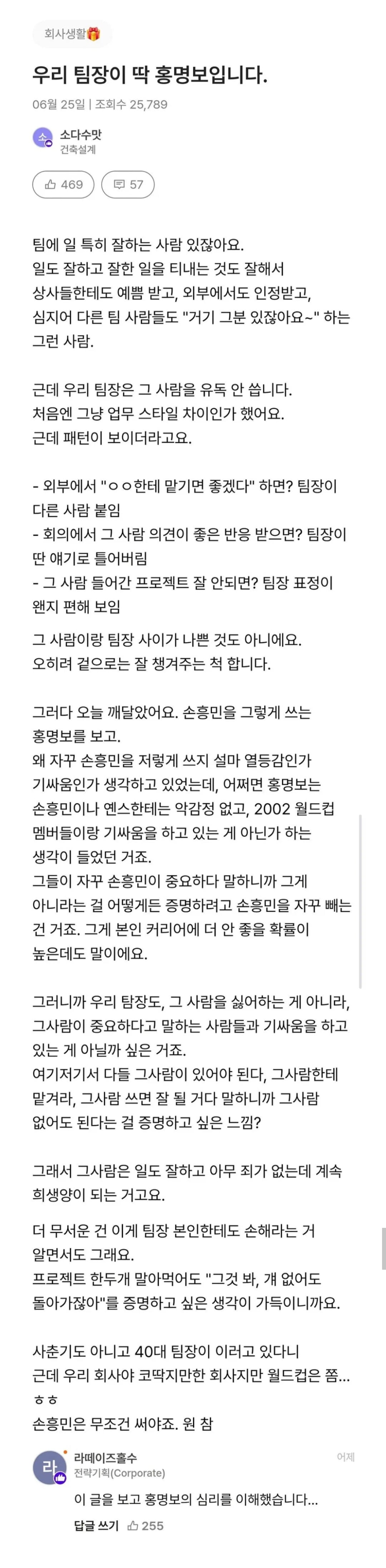어느 직장인의 홍명보 심리분석