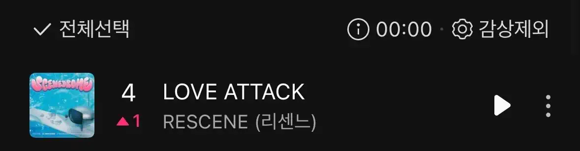 리센느 'LOVE ATTACK' 멜론 탑백 3위 (🔺1 ) *피크
