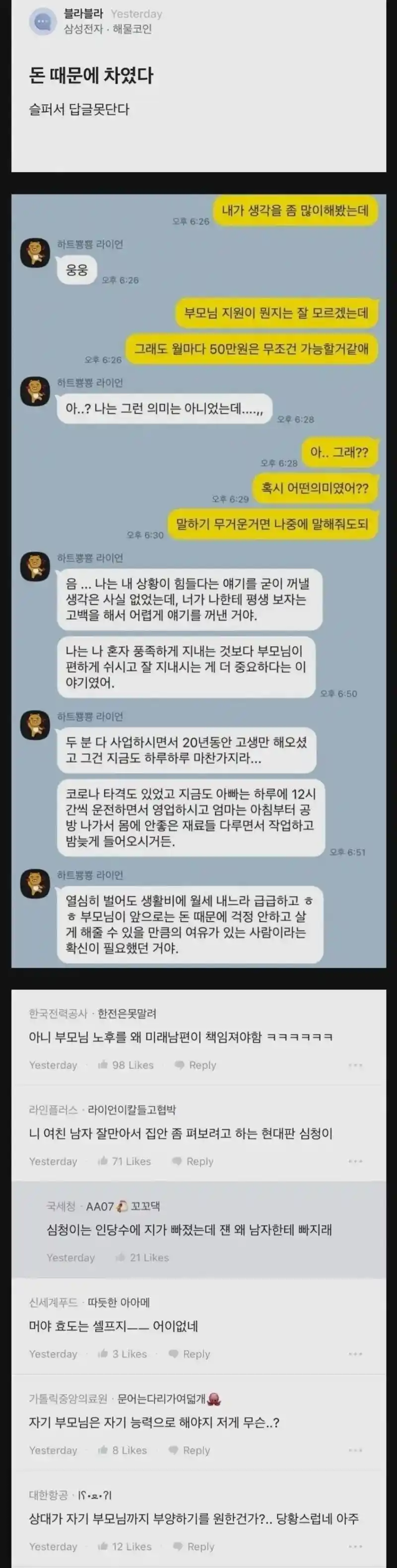 돈 없어서 차인 삼성전자 직원