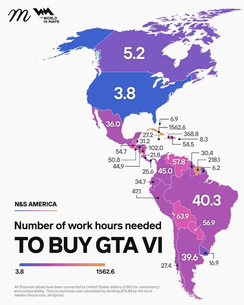 국가별 GTA6 사는데 걸리는 노동시간.jpg