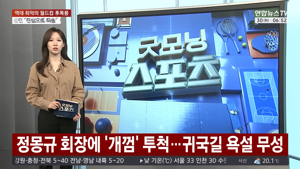 정몽규 회장에 '개껌' 투척… 귀국길 욕설 무성