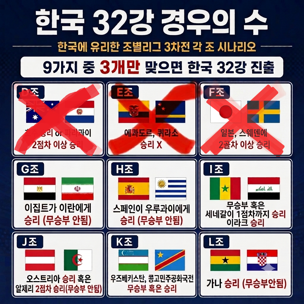 파라과이 vs 호주 전은 우리에게 무승부가 최악이네요