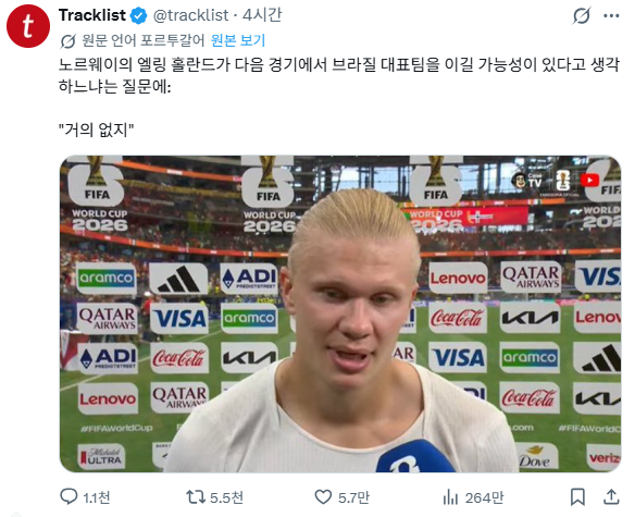 홀란 : 브라질 이길 가능성?
