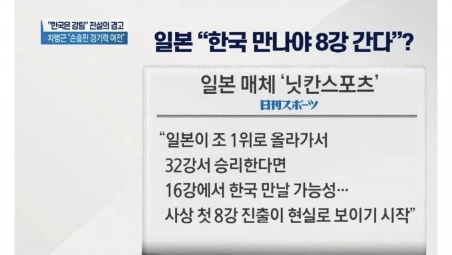 이 모든 게 일본8강 진출을 막기 위함이었습니다