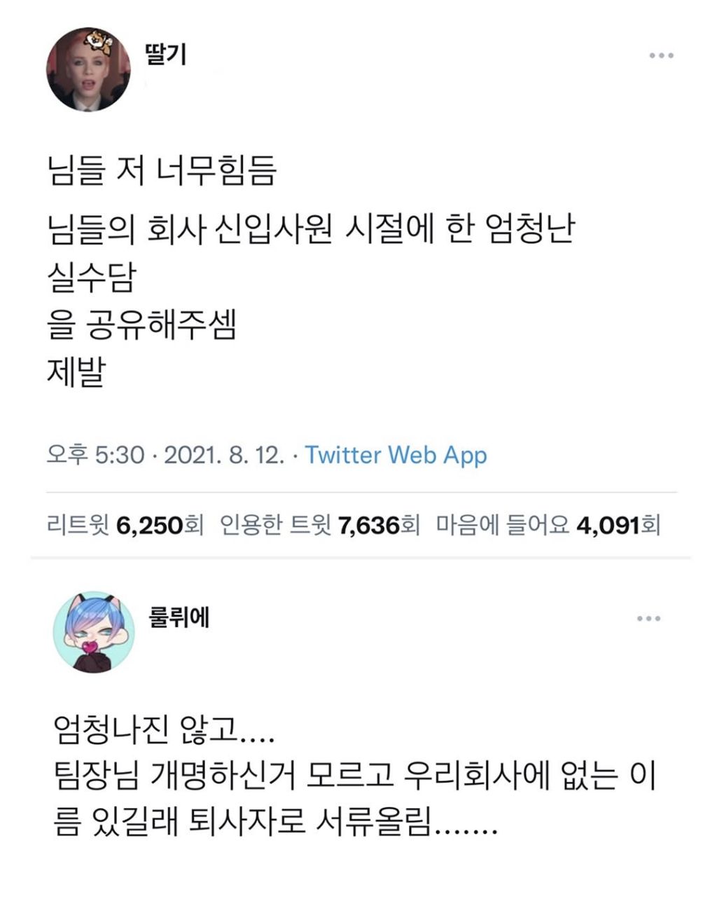 나 지금 너무 힘든데 신입때 실수 좀 알려줘