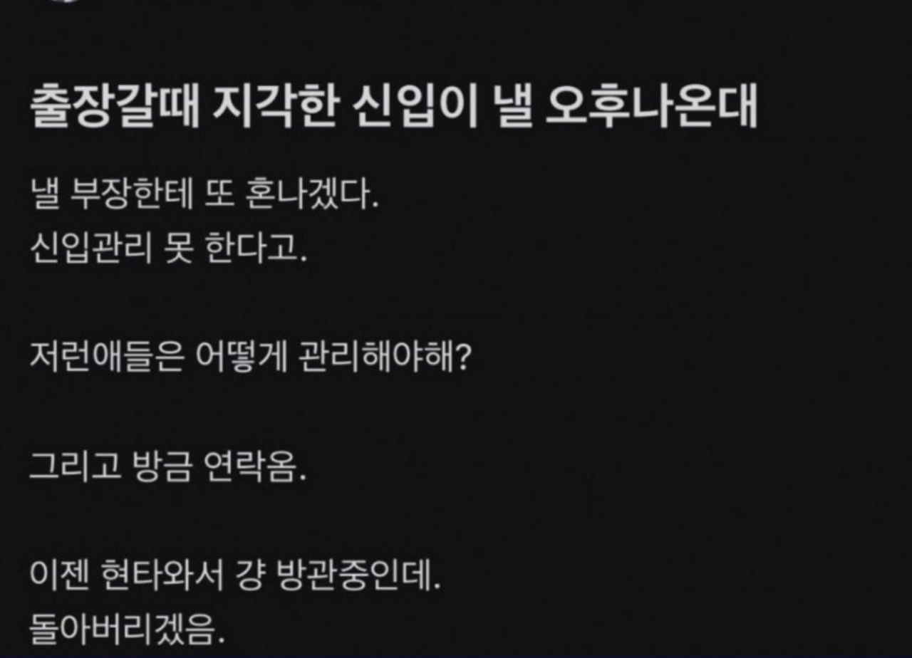 회사에 등장한 괴물신입