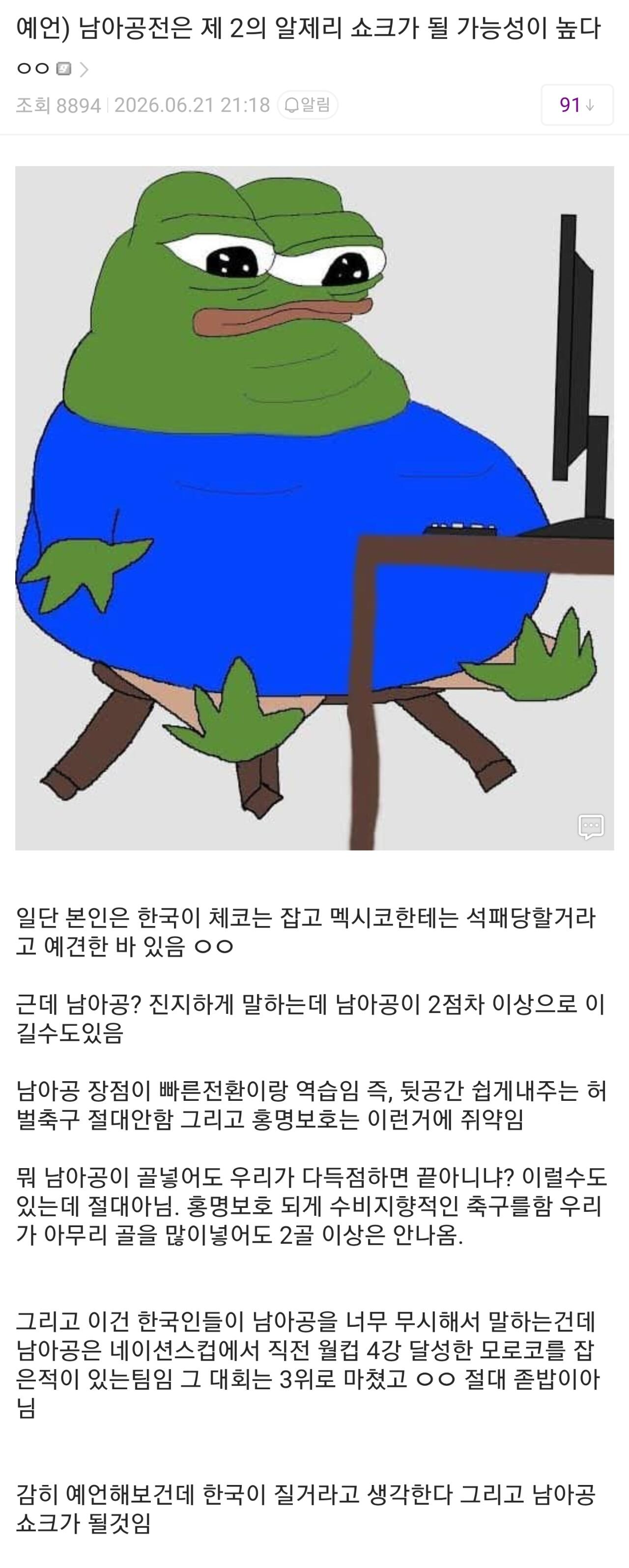 남아공 참사 예언한 디씨인 ㄷㄷㄷ