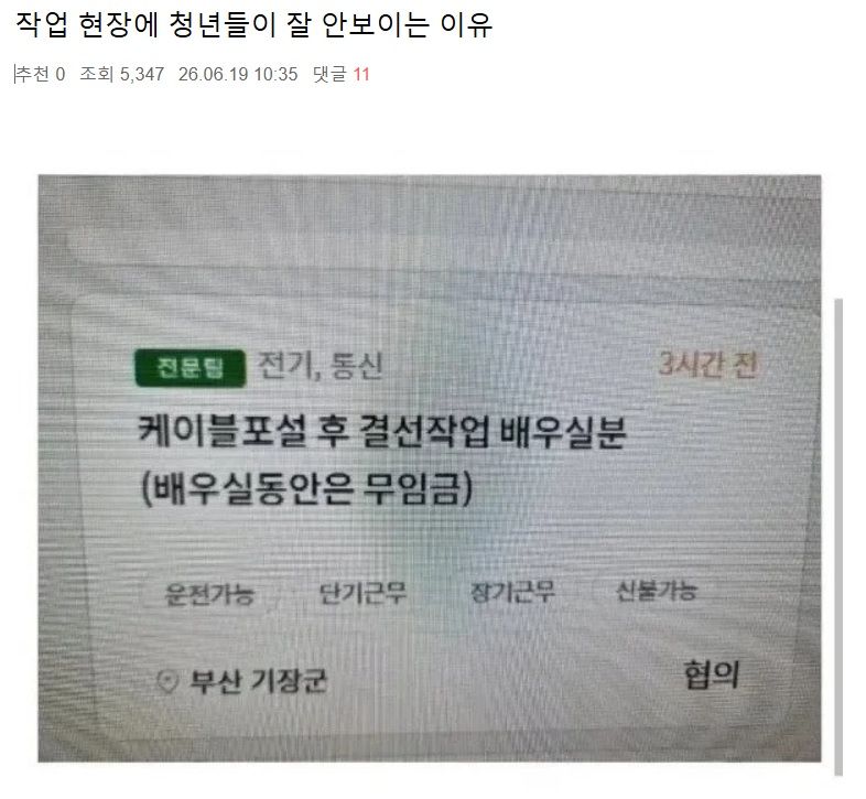 작업 현장에 청년들이 잘 안보이는 이유.jpg
