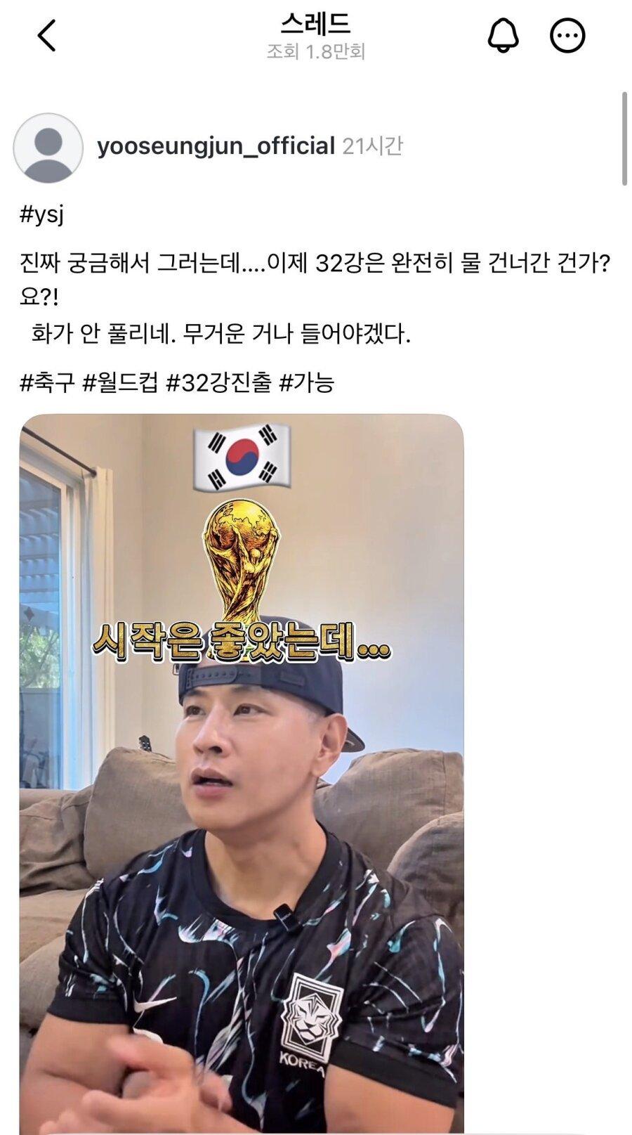 유승준 월드컵 걱정에 뼈때리는 국민들