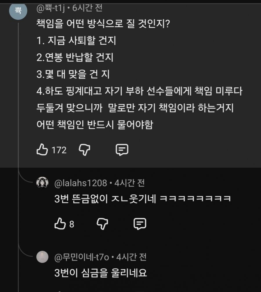 책임진다는 홍명보 말에 빡친 유튜브 댓글