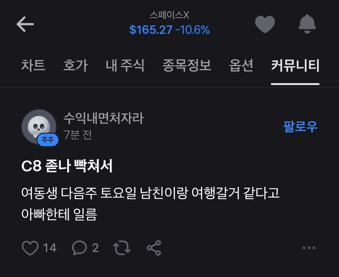 급락에 열 받은 스페이스X 주주 jpg