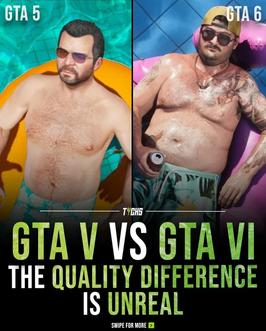 GTA5 VS GTA6 그래픽 퀄리티 차이