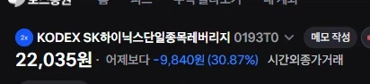 오늘 신기록 세운 하이닉스 레버리지 ㄷㄷ