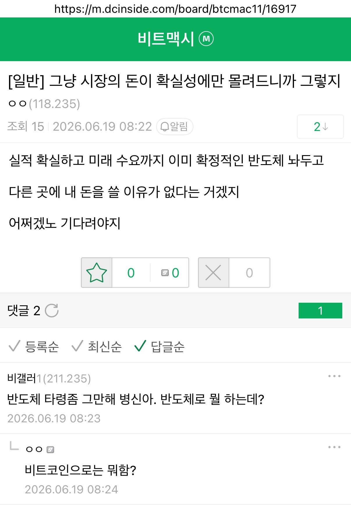 비트코인 갤러리 근황