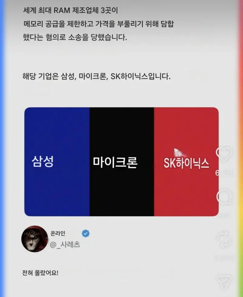 코쟁이 놈들이 반도체 가격폭등을 담합이라고 보는이유.jpg