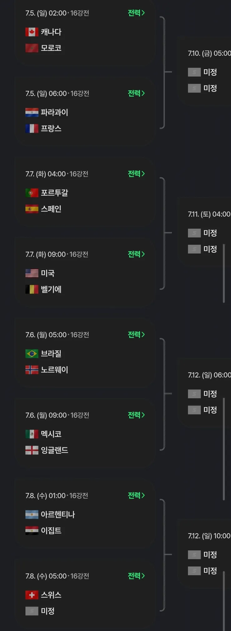 16강 대진표 확정