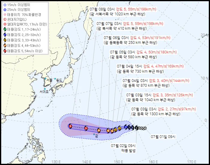 제9호 태풍 바비 현재 위치 | 실시간 예상 경로 및 한반도 영향 시점
