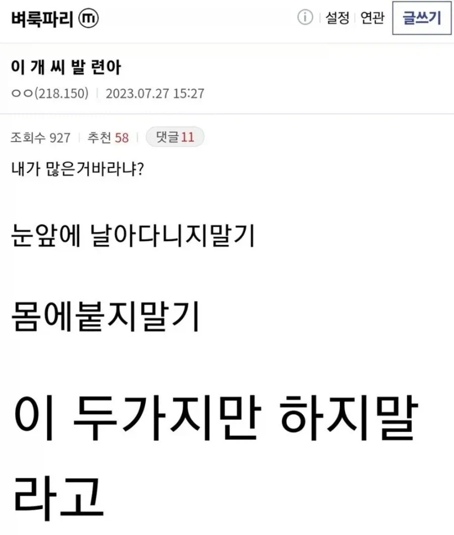슬슬 조심해야한다는 '그 벌레'